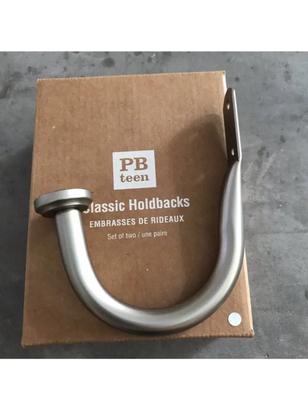 Pottery Barn Teen Classic Holdbacks Nickel Window Decor Metal PB Curtain Hooks
